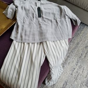 Chico's black label gray and white outfit